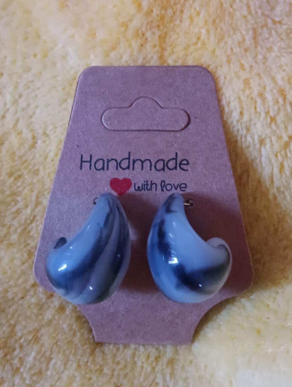 Handmade Light Grey Marble Drop Earrings - Handmade Brand